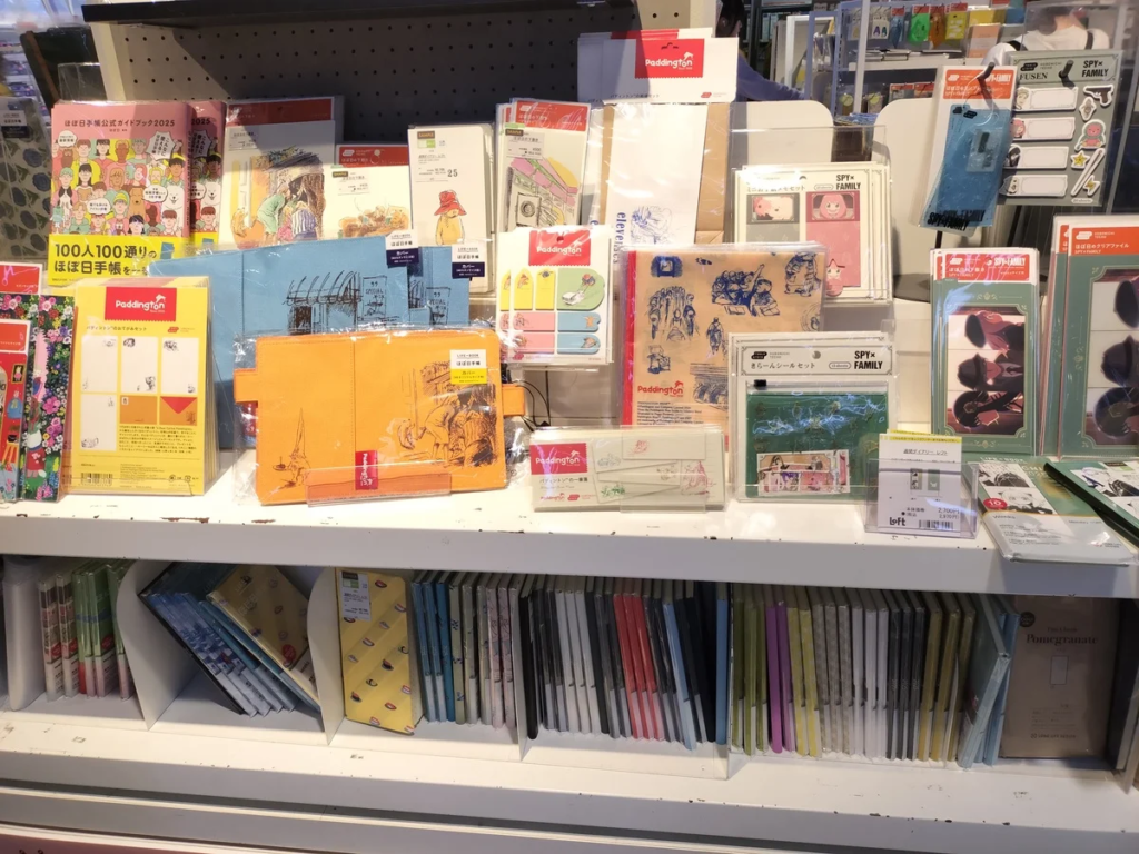 Hobonichi Techo planner display with Paddington covers at a Tokyo LOFT store