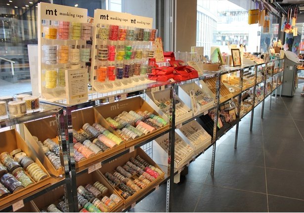mt washi tape rolls displayed by color at Shibuya LOFT, Tokyo
